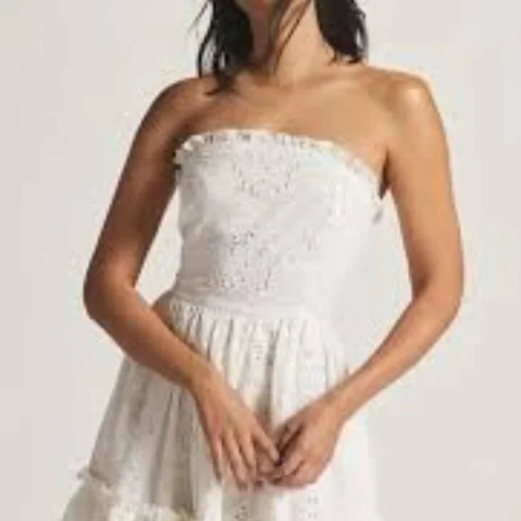 Anthropologie Forever That Girl Ruffle Tube Mini Dress White XS Strapless - Picture 1 of 5